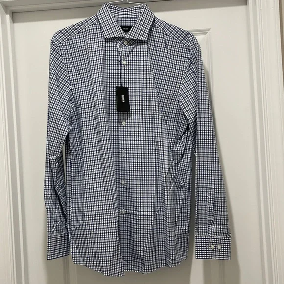 slim fit dress slacks Hugo Boss Pink Max Sharp Fit Dress Shirt